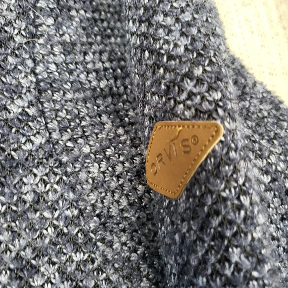 Orvis Sweater Mens Large Blue Quarter Zip Sherpa Lined Fleece Knit Pullover Warm